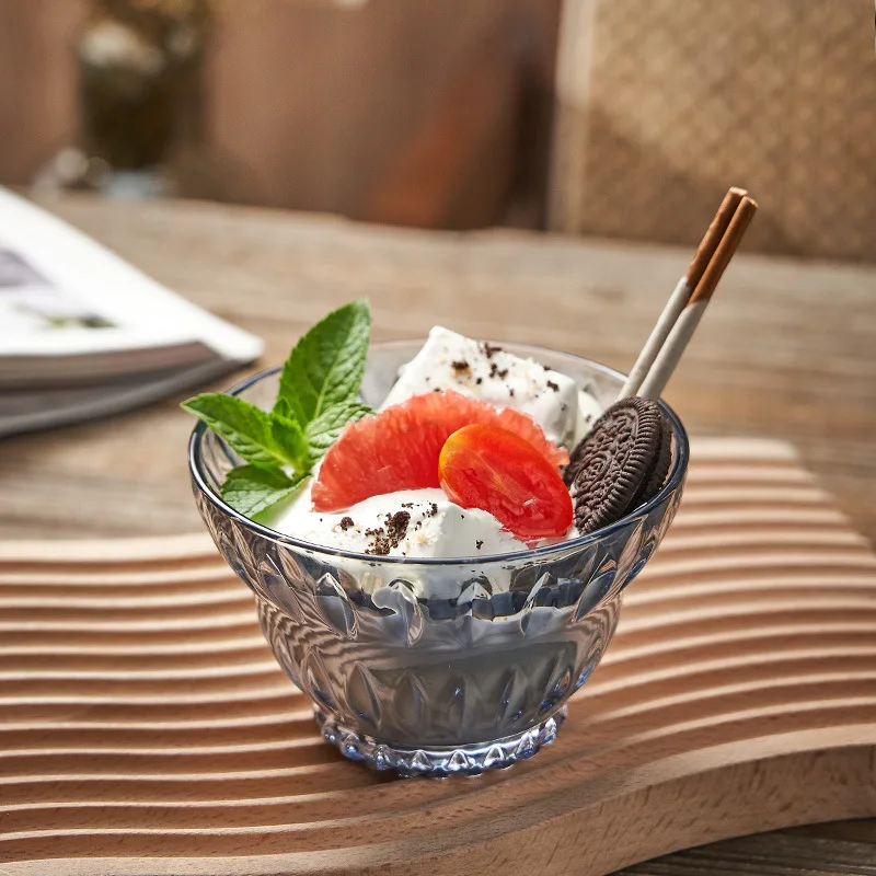Hot selling lead-free glass dessert cups ice cream glass bowl custom fruit bowl