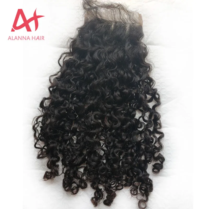 Hot Selling Top Grade 10A Virgin Human Raw Cambodian Soft Kinky Curly Hair Swiss Lace Closure 4 By 4 With Baby Hair No Tangle