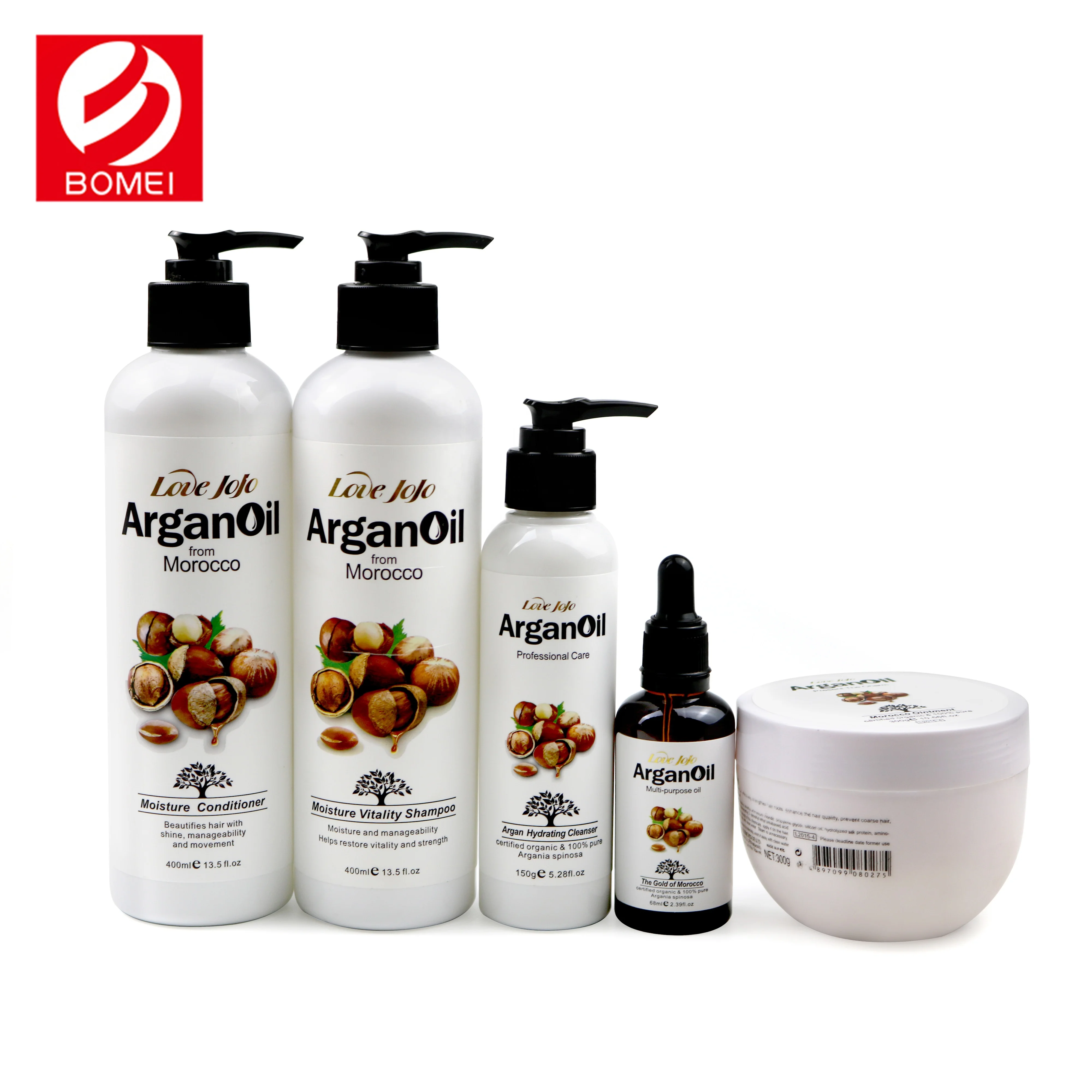
China moisturizing natural argan oil hair shampoo and conditioner hairdressing gel facial cleanser set 