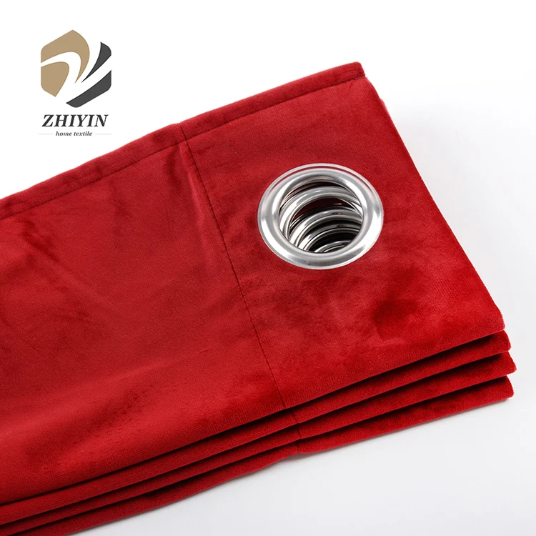 New products soild soft feeling red velvet curtains for the living room ready made