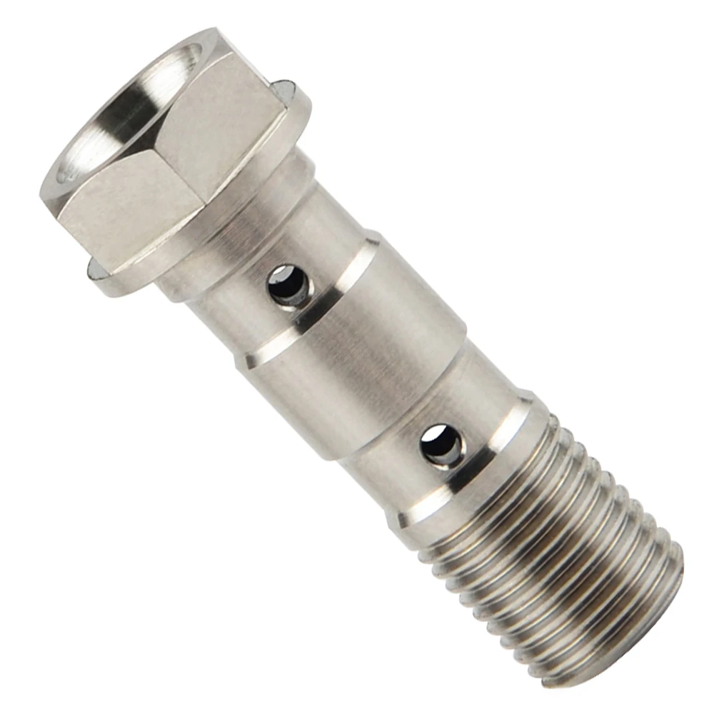 Titanium Double Banjo Bolt Rear Brake Master Cylinder Caliper M10X(1.00Mm) 30Mm Race Spec For Brake/Clutche Titanium Banjo Bolt