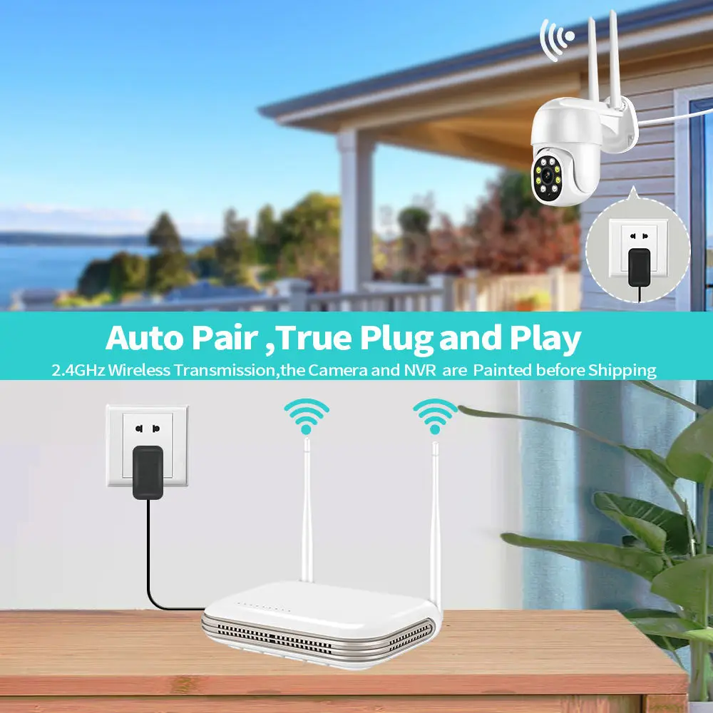 wifi ip 3mp hd 4ch nvr cameras kit system surveillance camera ptz wireless cctv outdoor security cameras system 4 channel