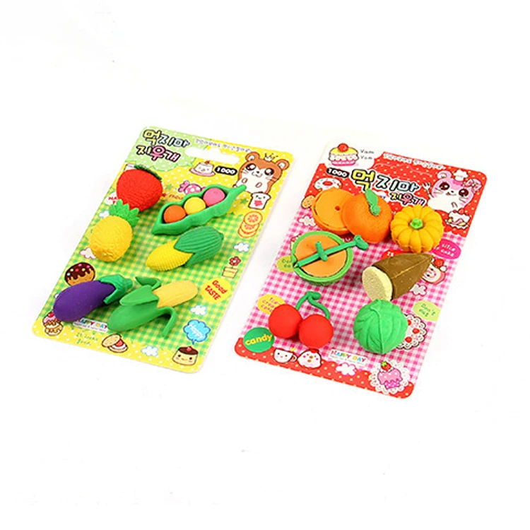 fancy cute japanese stationery eraser set tpr 3d kids rubber fruit erasers