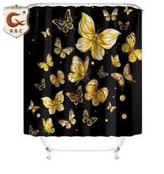 Лидер продаж, набор занавесок для душа из полиэстера, оптовая продажа, низкая цена, современные занавески с бабочками на заказ