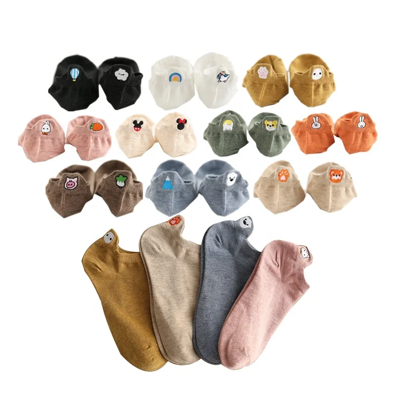 Animal New Style Dog Rabbit Cat Cute Ankle Socks Women Logo Embroidered Socks