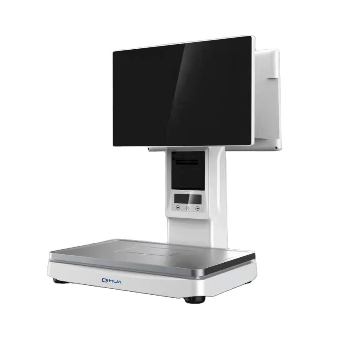 All-in-one Electric scales cashier machine Dual Double Touch Screen POS Weighing Point of Sale System Scale