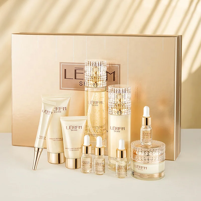 Ginseng luxury 24k gold organic professional skin care gift kit skincare set private label for dark skin