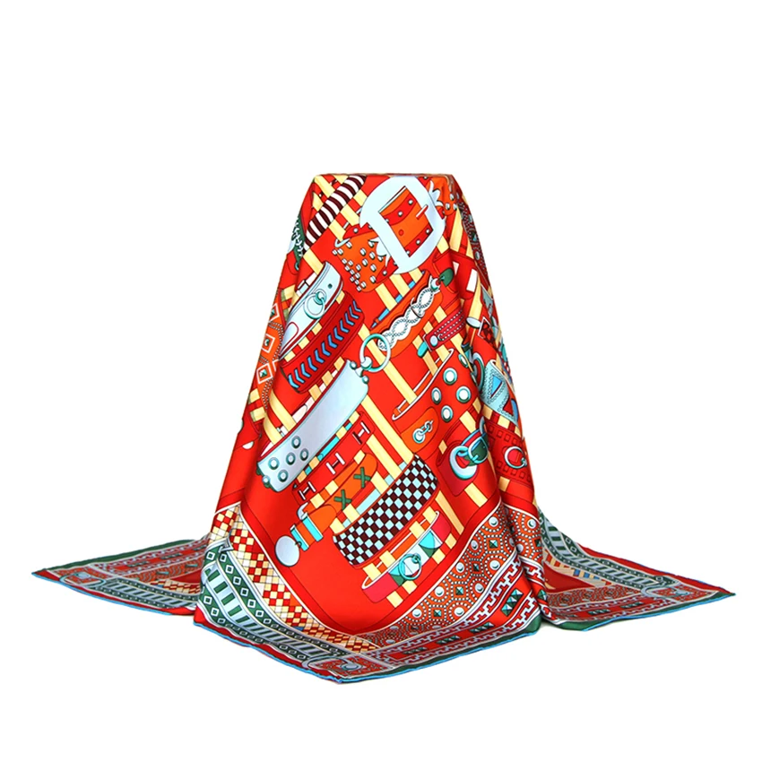 6a Grade Custom Printing Silk Scarf For Women Large 90*90cm 100% Silk Scarf Luxury 100% Pure Silk Scarves