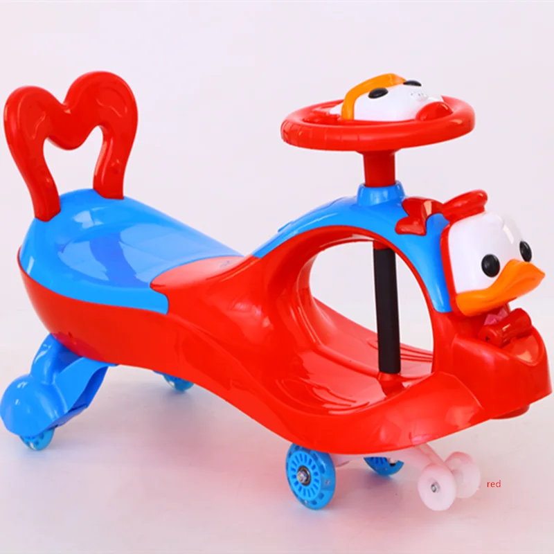Wholesale 2024 cartoon toys cars for kids to drive / swing music & light twist car for baby girl and boy