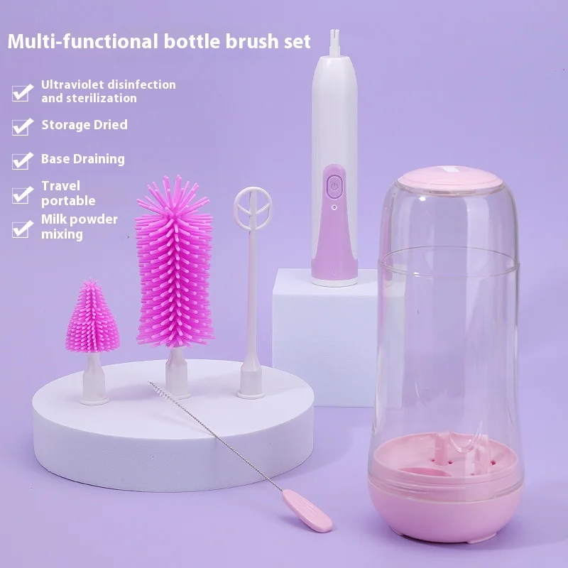 New Electric Bottle Brush Cleaner, Rechargeable Electric Baby Bottle Brush for Travel, Waterproof Electric Bottle Cleaner Set