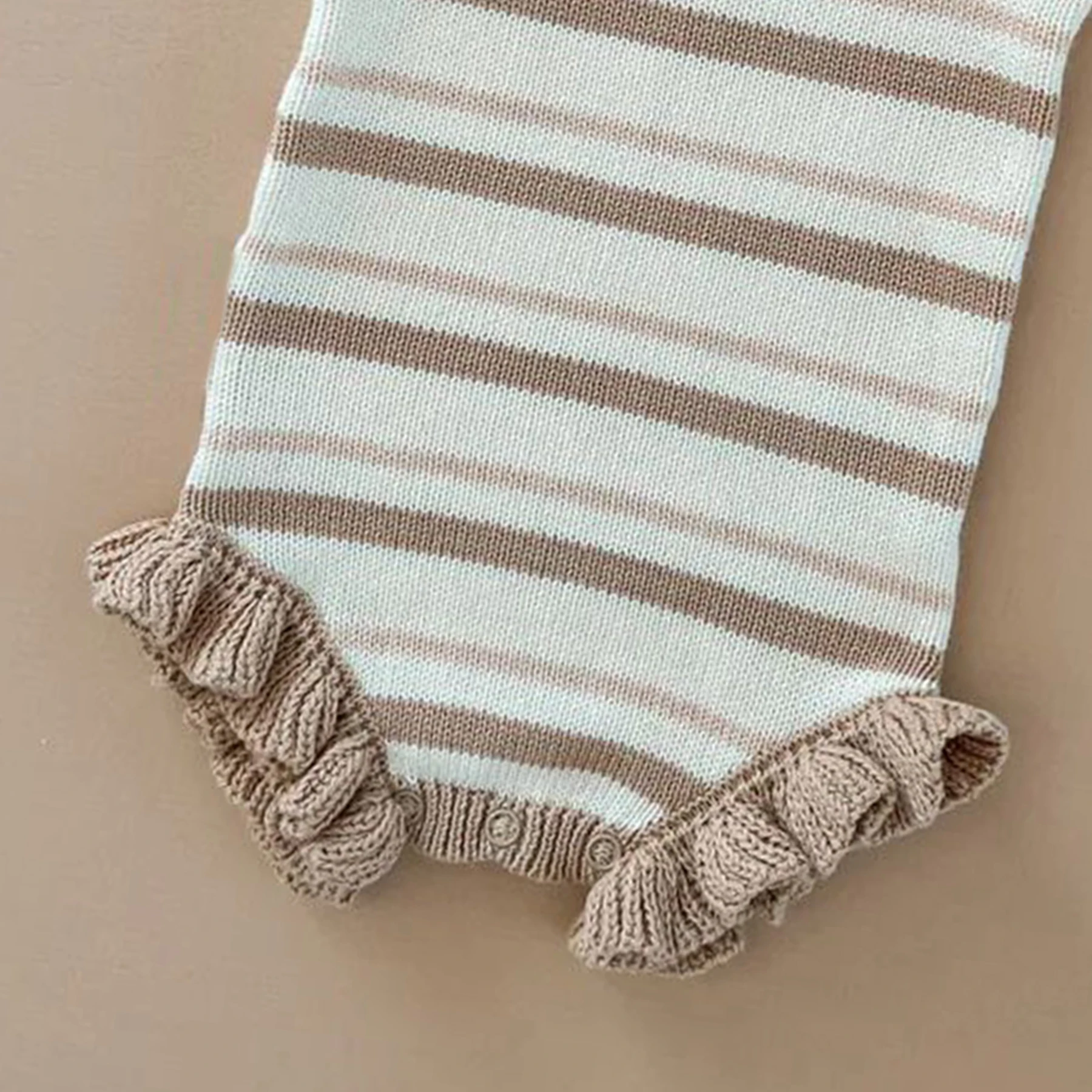 high-quality Custom Baby Knitted Sweater Clothes Flower Striped Jacquard Patterns Bebi Girls Ruffle Singlet Bodysuits