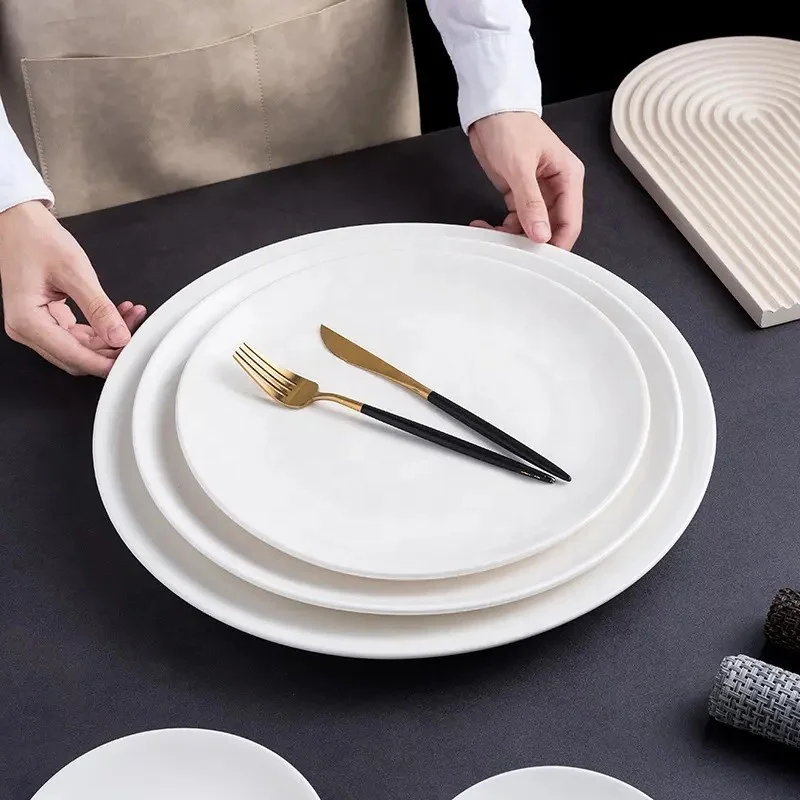 wholesale restaurant plate 6/7/8/10 inch dinner dessert disk custom my logo design white round ceramic plates