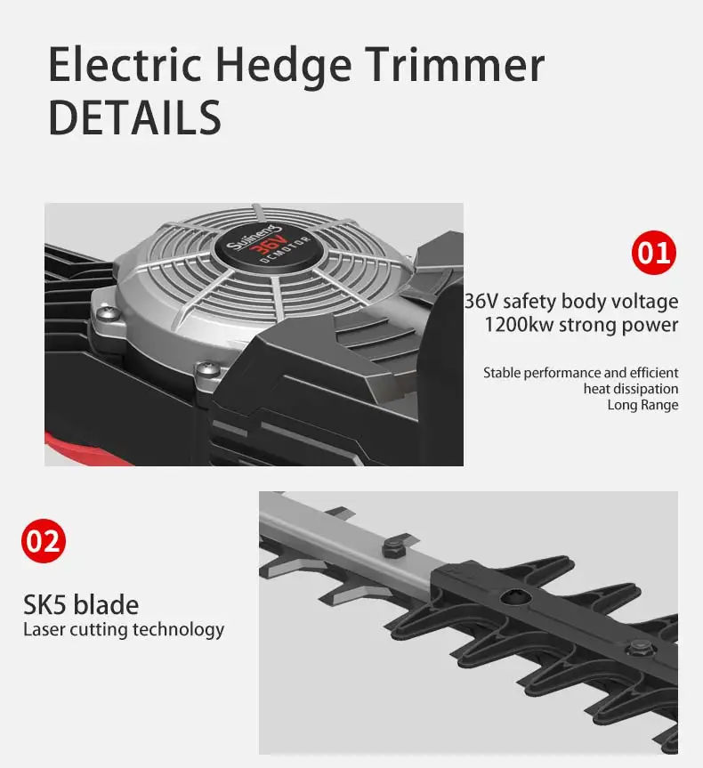 Electric Cordless Hedge Trimmer LV-20D Gasoline Hedge Trimmers 42V 20AH Battery  Garden Tool