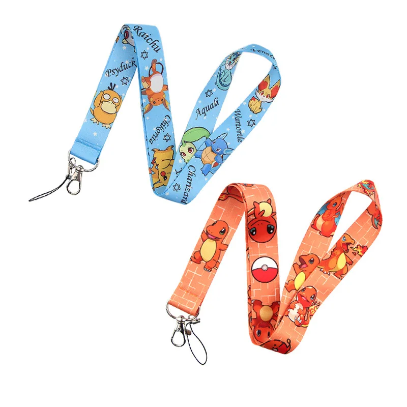 Cute Poke Mon Design Neck Lanyard Cartoon Anime Printed Pattern Strap Fashion ID Card Key Phone Keychain Lanyards for Fans