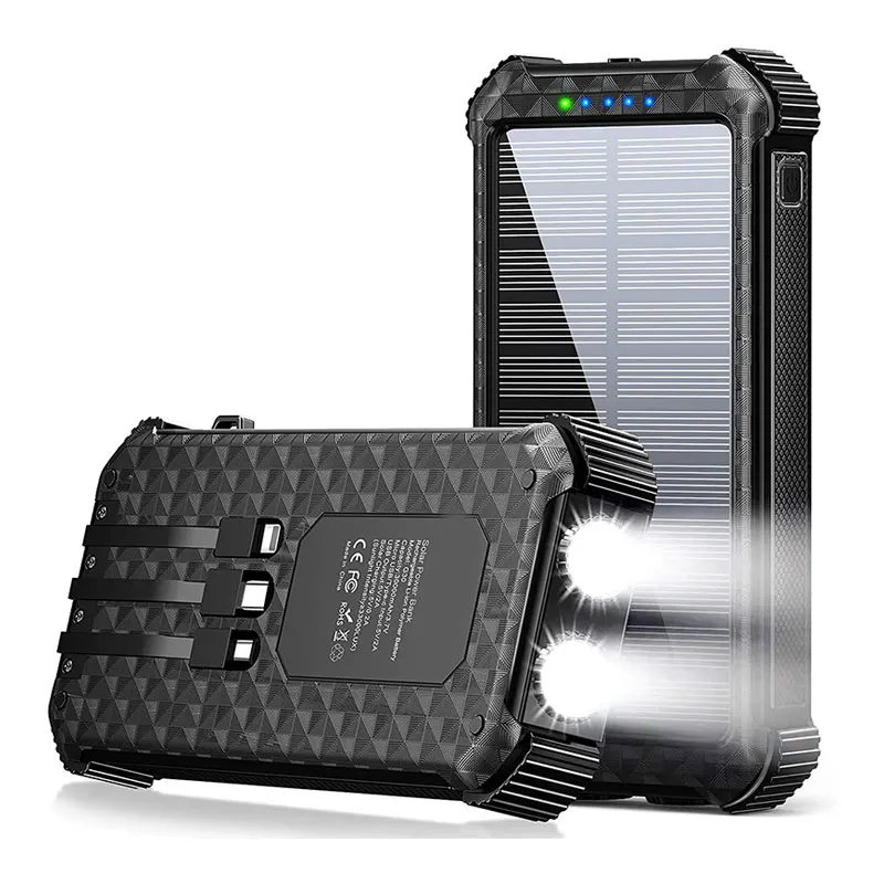 Hot selling new16000 MA Outdoor Corded Solar Power Bank With Flashlight Solar Power Bank  Product