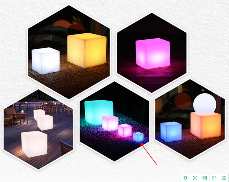 10CM PE RGBW colour garden lights led solar cube with waterproof for indoor or outdoor