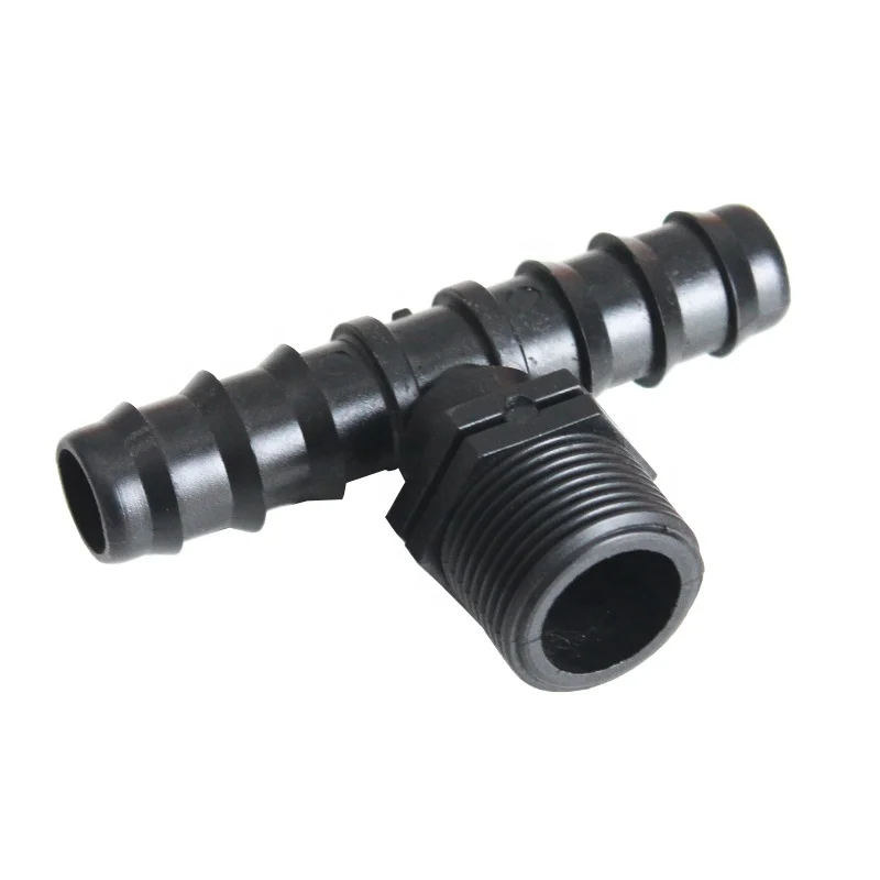 Tee Fittings for Tubing Greenhouse Garden Plastic Fittings Male Tee Connector for Drip Irrigation System