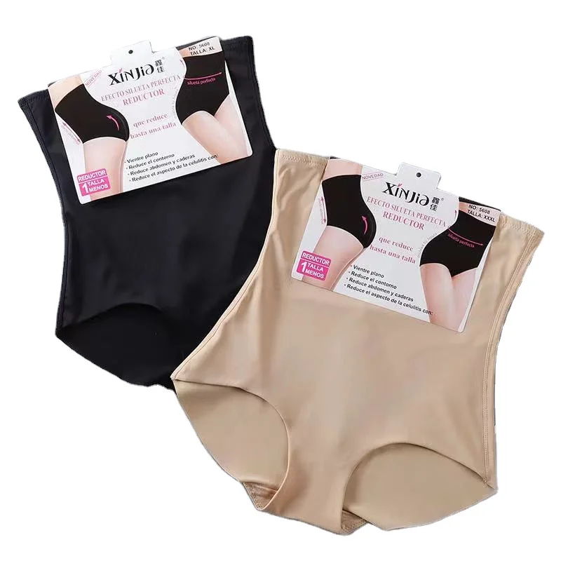 Thin ice silk breathable high waist tuck in pants large size body shaping beauty body postpartum shape buttocks underwear women