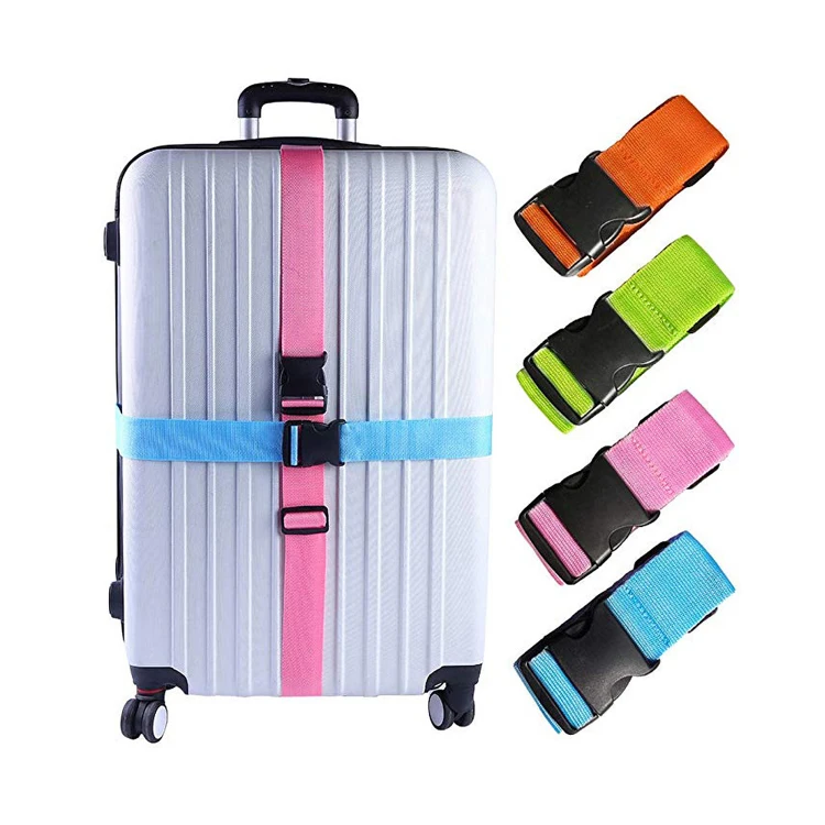 Custom Sublimated Print Logo Suitcase Strap With Tsa Lock Buckle Woven Nylon Pp Polyester Travel Luggage Belt Strap