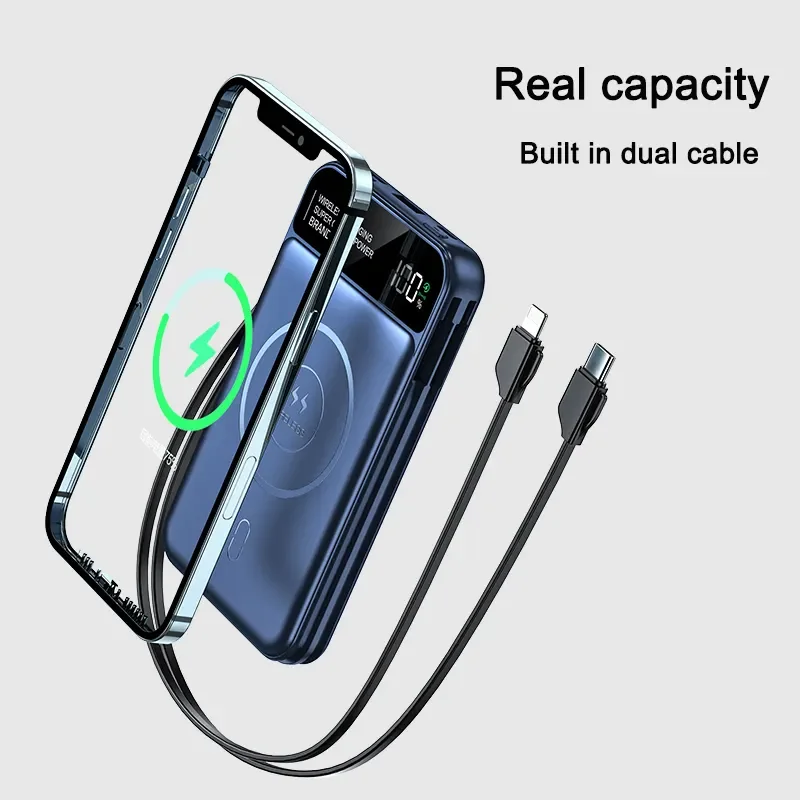 Custom Logo Magnetic Wireless Power Bank 10000Mah Magnet Wireless Charger Powerbank For Iphone 12 13 14 Pro Max