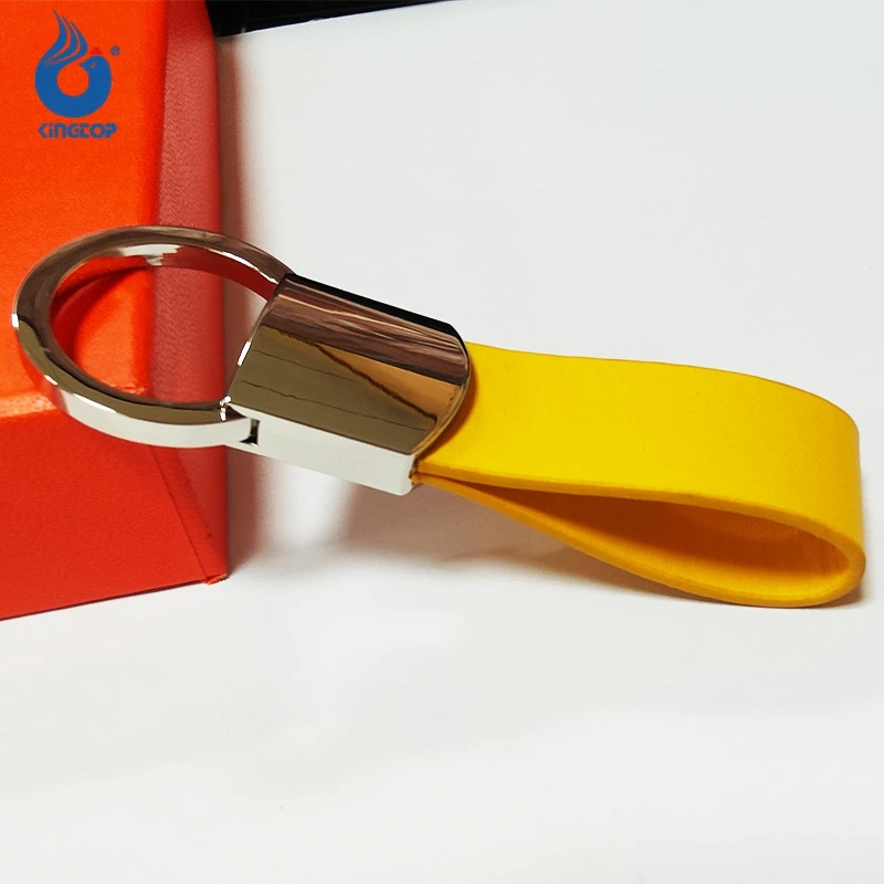 Factory Wholesale Metal Leather Keychain LOGO Engraving Laser PU Leather Keychain