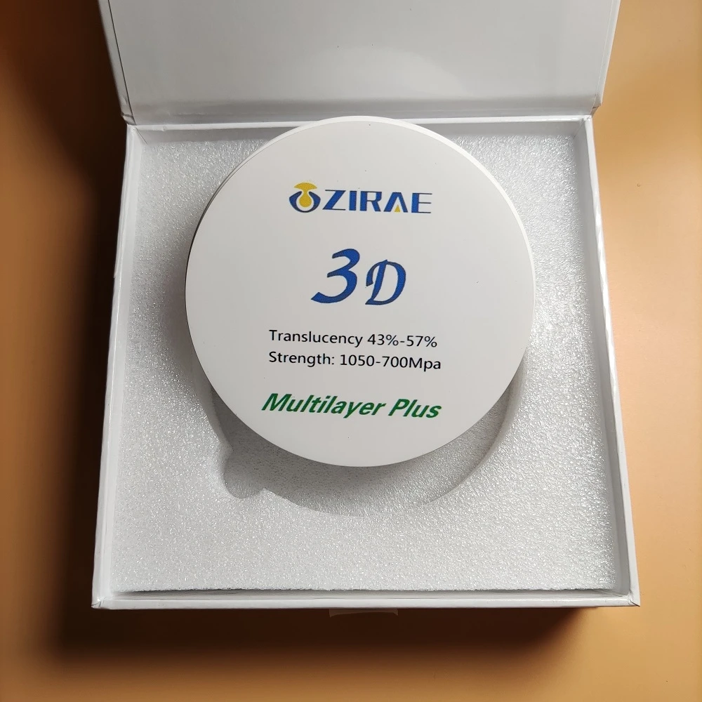 43%-57% 6 layers 3D  multilayer  zirconia dental  block /zirconia blank disk for CAD CAM Open system