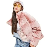 2021 Fashion new design red cropped goose down ladies winter coats winter coat for women