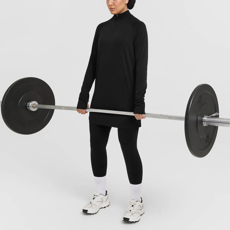 Plus Size Long Sleeve 1/4 Quarter Zip Modest Gym Wear Clothing Workout Abaya Sportswear Muslim Women