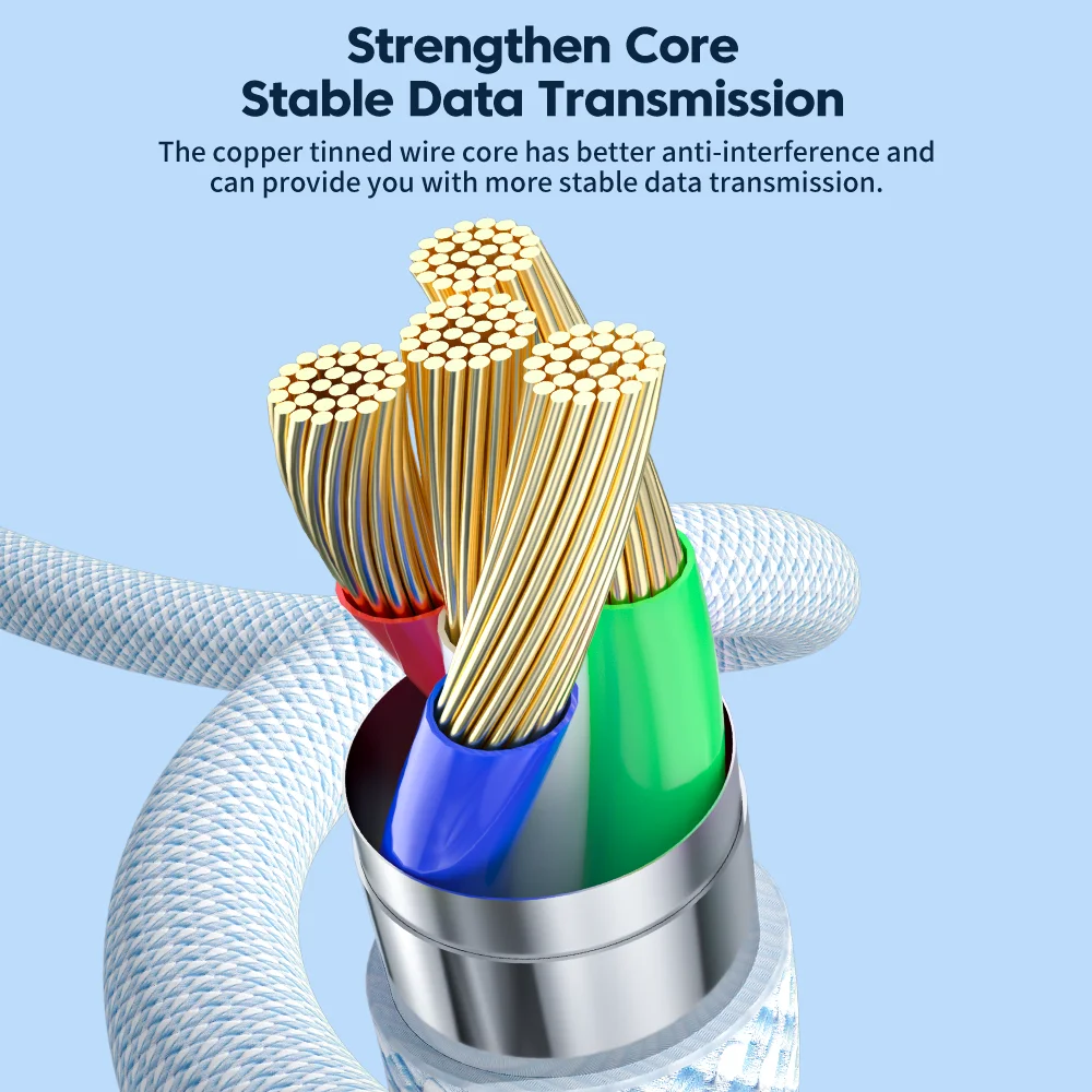 Toocki USB A to Type C Quick Charging Cable White Color Pure Copper Type C Cable Fast Charging