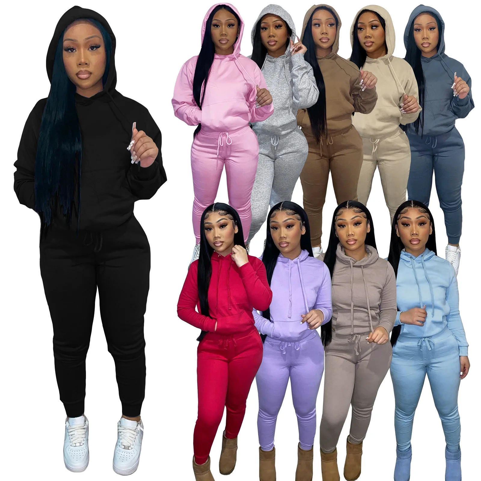 LW8197 - Custom tracksuit jogger pants set 2021 thick sweatsuit women winter clothing 2 piece sets