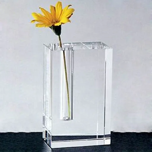 pure crystal block flower vase for home hotel restaurant cafe table top decors