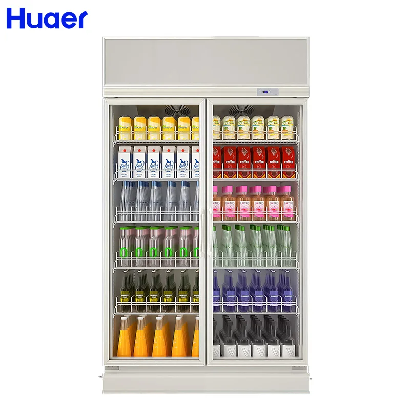 CE Certified Single-Temperature Beverage Display Chiller with Vertical Glass Door for Drinks Showcase