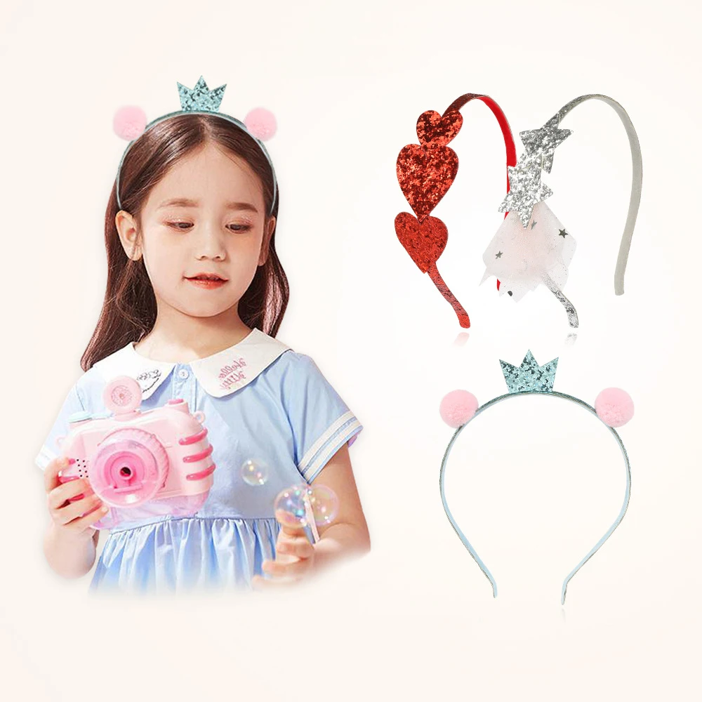 Kids Plastic Headband Children Head Bands Hair Accessories Girls Red Glitter  Alice Band Headband Hair Bands for Girls Kids