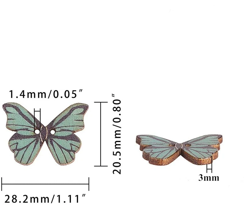 Wholesale colorful wooden butterfly buttons