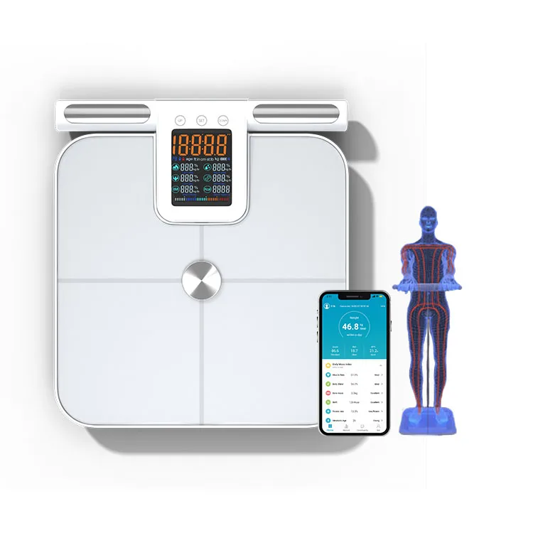 Accurate digital body fat smart 8 electrodes bmi scale blue tooth body fat weight analyzer weighing scale with bmi calculator