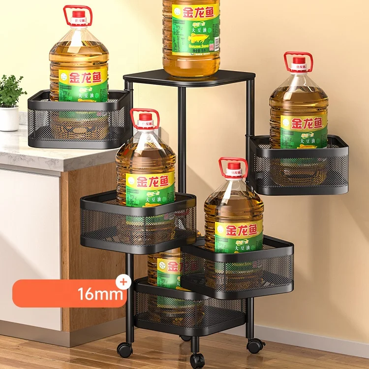 Rotatable Vegetable Rack Upgrade Square Multi-layer Metal 2021 New Storage Holders & Racks for Fruit and Vegetable Storage Use