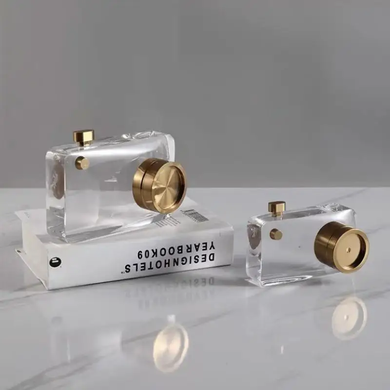 Home Interior Desk Metal Decoration Accessories Modern Luxury Decor For Home Furnishing Crystal Ornaments Camera