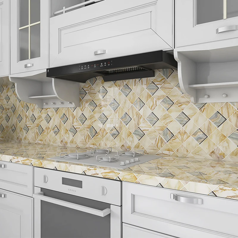 2023 Waterproof Oil Proof Kitchen Wall Sticker Gold Sliver Marble Peel & Stick Self Adhesive Wallpaper