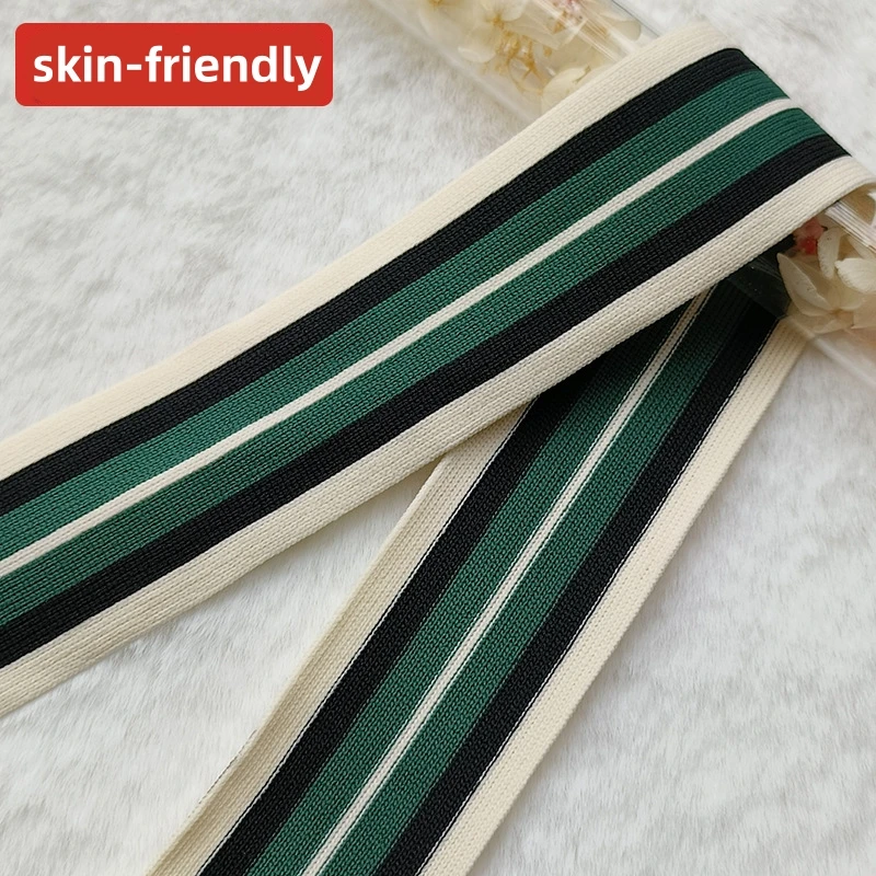 5CM Knitted Fabric Jacquard Tape Polyester Striped Woven Webbing for Pant Side Garment