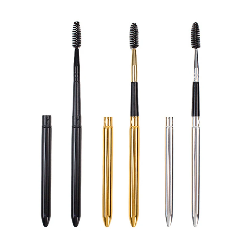 Jaunty Sky Portable Metal Rocket Launcher Dual-Purpose Eyelash Eyebrow Brush Spiral Grafting Eyelash Roll Makeup Brush Mascara