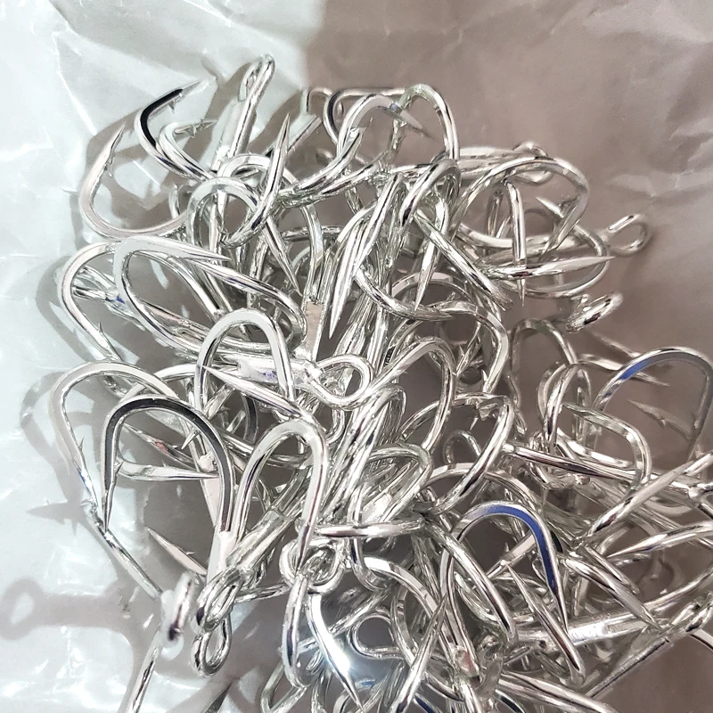 BKK 6066-5X-NP Bright Tin Treble Hook 6066-5X-CB Triple Fishing Hooks 1/0 - 5/0 Fishhook For Saltwater Freshwater Fishing