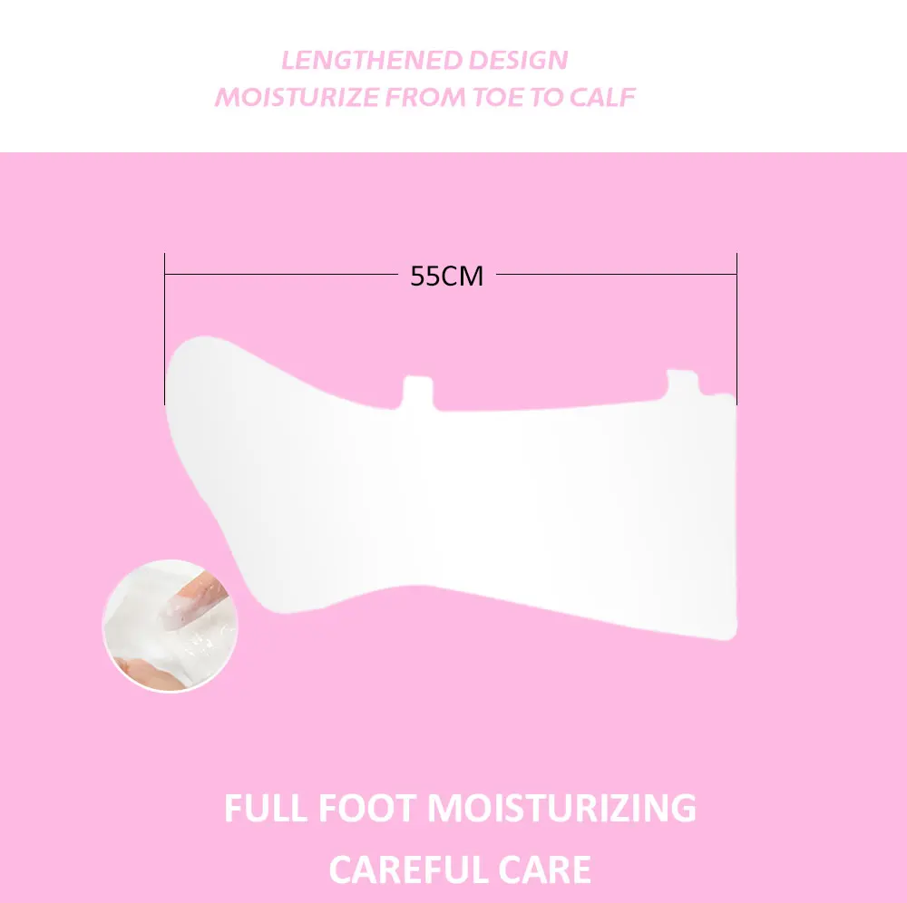 Vegan Spa Long Size Hydrating Foot Care Sheet Whitening Sock Custom Moisturizing Foot Sheet Mask OEM