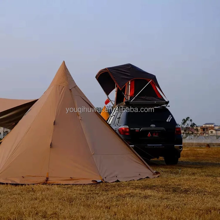 YOUQI Outdoor 2-3 Person Waterproof Hydraulic Auto Pole Oxford Cloth Travelling Foldable Car Camping Soft Shell Roof Top Tent