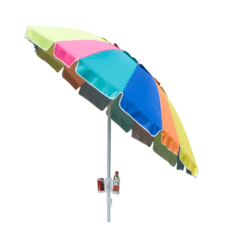 OEM Sea sun big large silver coating Rainbow color Multi Color Patio Beach Umbrella with Wind Air Vent rainbow umbrella