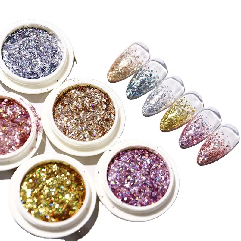 Misscheering 6 цветов нерегулярный лазер звездное небо фрагменты блестки наклейки для ногтей меняющие цвет мигание иллюзия Авроры