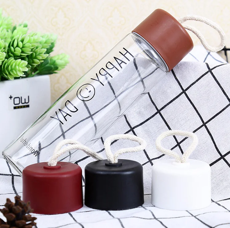 Wholesale customized 400ml clear glass water bottle ecologically manufactured drinking water bottle glass