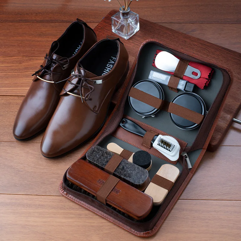 
Horse Hair Brush Shoe Polish Set 9 Pieces 11 Pieces Set Leather Shoes Shoe Brush Wipe Leather Care Suit 