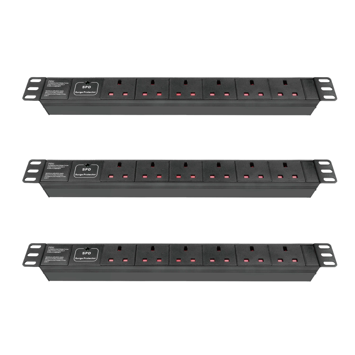 Factory 19in 6way Uk British Type Socket Power Indicator Light Bs1363 Plug Universal 1U Socket PDU