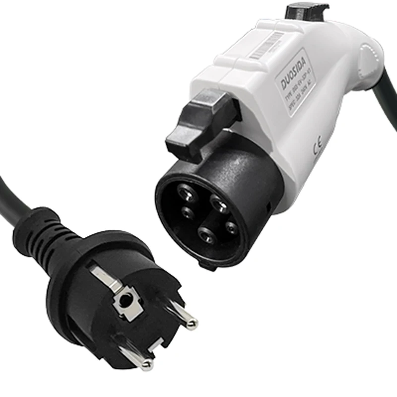 Khons 16A 32A Model 2 Electric Vehicle Charging Box Level 2 Mobile Charger Portable EV Charger Type 1 to schuko Plug