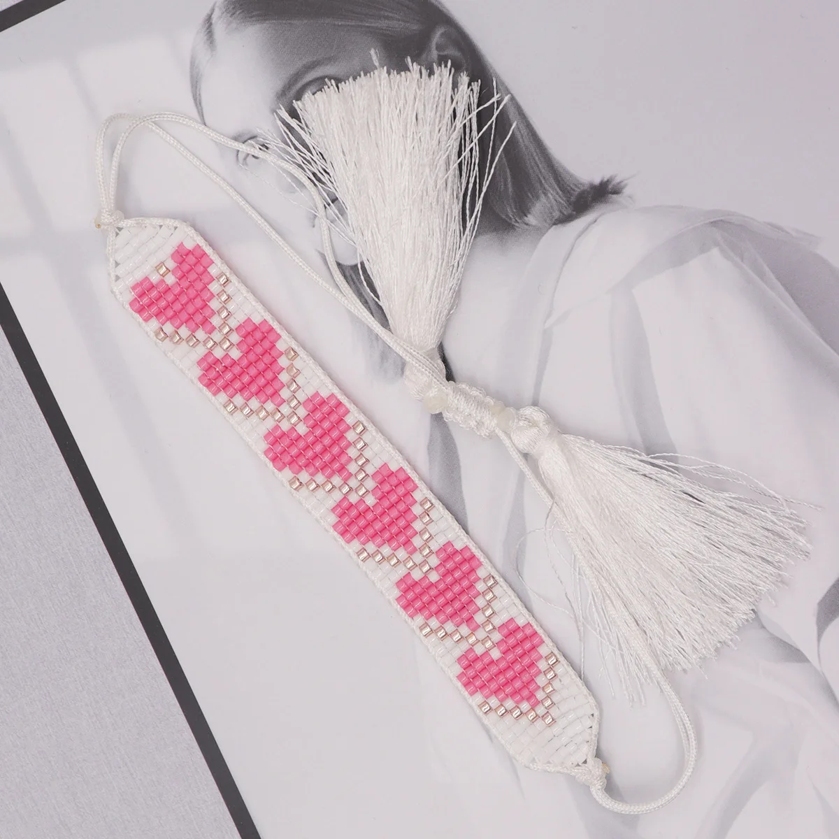Bohemia Handmade Jewelry Adjustable Heart Miyuki Seed Bead Woven Bracelets Tassel for Women gift